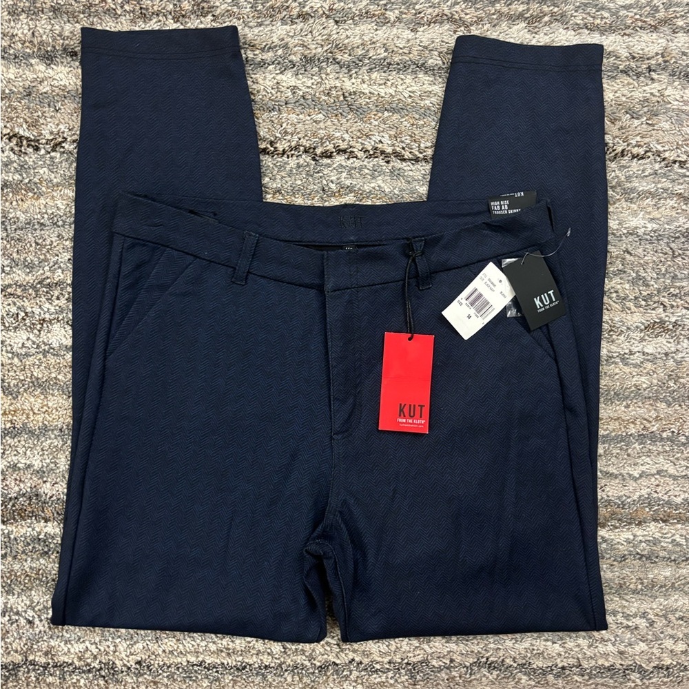 KUT From The Kloth High Rise Fab Ab Trousers Sz 14 NWT | KUT Women Navy Trouser- - Picture 4 of 14